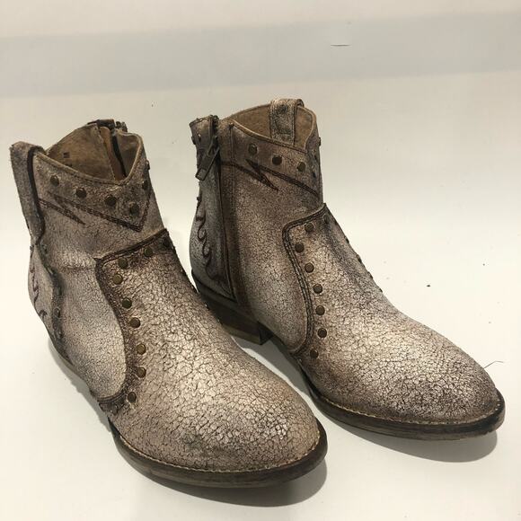 Corral Metallic Studded Distressed Leather Ankle Boots Multicolor  Size 8.5 M - Picture 4 of 11